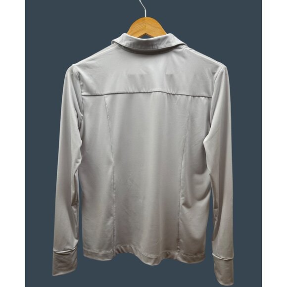Anatomie Travel Shirt Womens Small Button-Front Lt Gray Stretchy Made in Italy - Picture 3 of 5